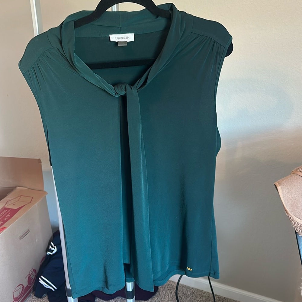 Calvin Klein Green sleeveless blouse
